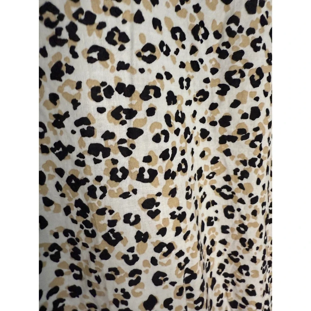 J.Crew Leopard Print Tiered Babydoll Mini Dress 100% Cotton V-Neck L‎ Momcore